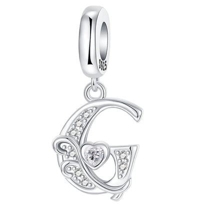 925 Sterling Silver  A-Z 26 English Letters Retro Fashion Pendant Fit Original Bracelet Charm Beads Necklace Diy Female Jewelry