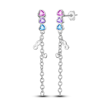 925 Sterling Silver Purple Series Feather Butterfly Dream Catcher Firefly Zircon Earrings for Women Luxury Jewelry Wedding Gift