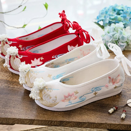Chasing Moon Hot Sale Of The Season New Style Ming Dynasty Hanfu Shoes National Style Upturned Head Cotton Shoes Ancient Wedding