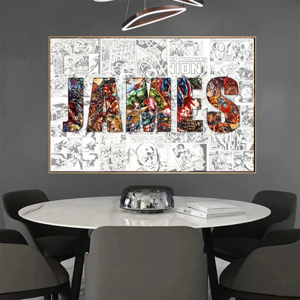 Personalised Custom NAME Word Art Print Marvel Superhero Character Posters Avenger Canvas Painting Wall Art Customize Home Decor