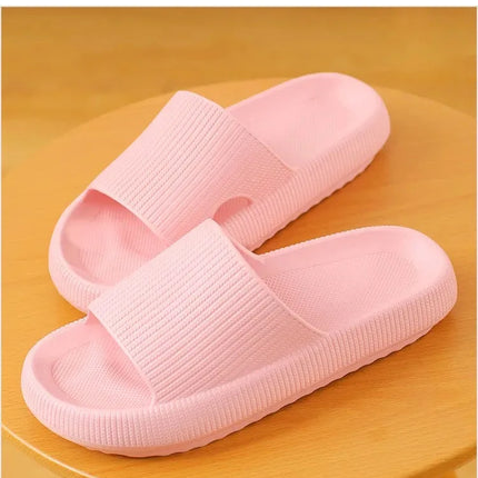 EVA Thick Sole 4cm Bathroom Slippers Cloud-Like Comfort Home Use Couple Height Increasing Indoor Solid Color Summer Sandals