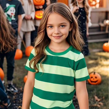 Kids Striped T-shirt Toddler T-shirt Boys Girls Cotton Short Sleeve Tops Children Summer Casual Tee Halloween Carnival Daily Wear