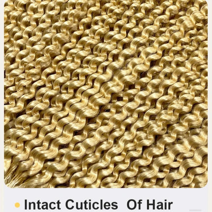613 Deep Wave Crochet Human Hair Bulk Knotless Pre-Separated Kinky Curly With String Pre-Looped Reusable Hair Extensions 14-24''