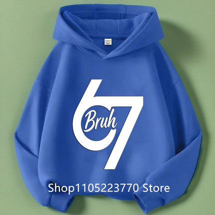 Spring And Autumn Single Casual Fashion Christmas #67 Boys Black Hoodie, Six Seven, Hand Support 67 Cartoon Print Pattern
