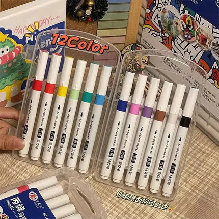 12-80 Colors Acrylic Paint Art Marker Pen DIY Hand Drawn Painting Drawing For Card Ceramic Stone Mug Glass Fabric Clothes Shoes