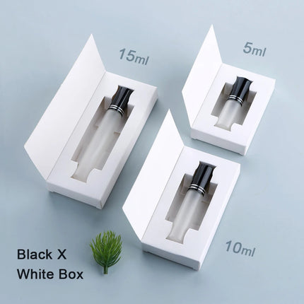 50Pcs 5/10/15ml Perfume Bottle Aluminum Sprayer Fine Mist Frosted Glass Perfume Sprayers, Multi-Sizes, Eco-Reusable, w/Boxes