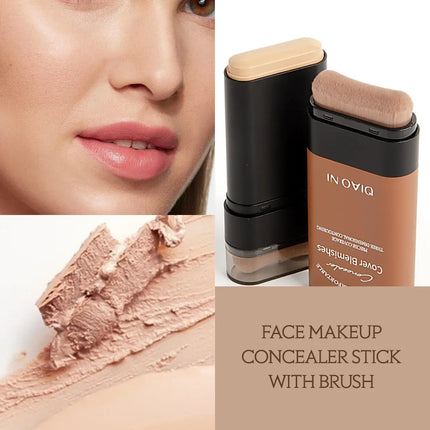 Long-Lasting Foundation Stick with Brush Concealer Brightening Skin Tone Makeup Replacement Beauty Blender for a Natural Look