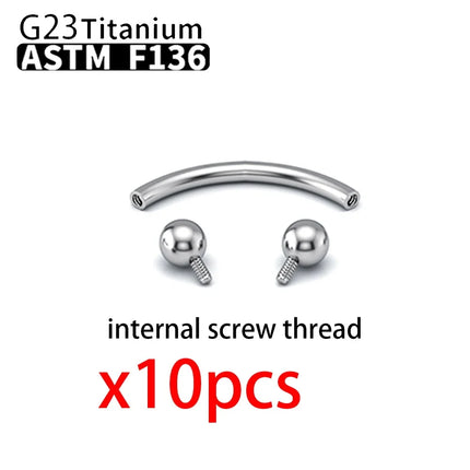 10PCS Wholesale G23 Titanium Labret Lip Stud Piercing Eyebrow Nose Ring C rod For Women Septum Piercing Body Jewelry