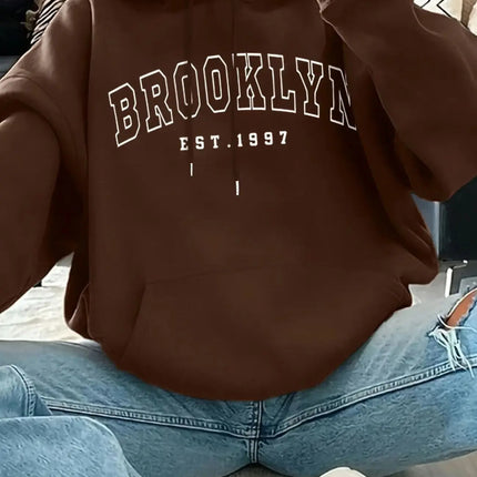 Basic Polyester Hoodie Alphabet Print 100_ Polyester Women Autumn and winter  Comfortable Pullover Crewneck Loose Female Clothes