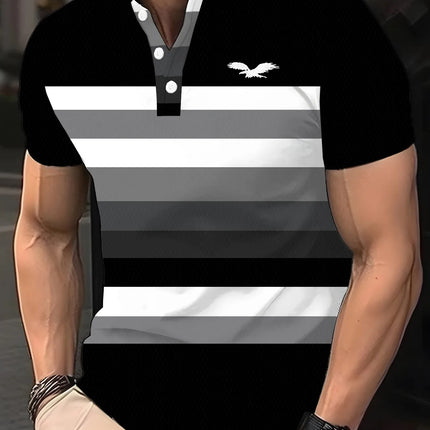 2026 Summer Men's Polo Shirt with Stripes Print Breathable Lightweight Casual Sporty Outdoor Men's Clothing