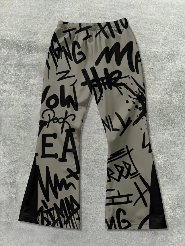 Y2k Flared Pants Men Loose 3D Print Trousers Casual Sweatpants Mid Waist Sporty Female Clothes Streetwear Hip Hop Vintage Pants