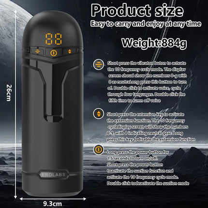 Automatic Male Masturbator Penis Pump with Sucking Vibrating Thrusting Sex Toys for Men Stroker Penis Stimulation LED Display