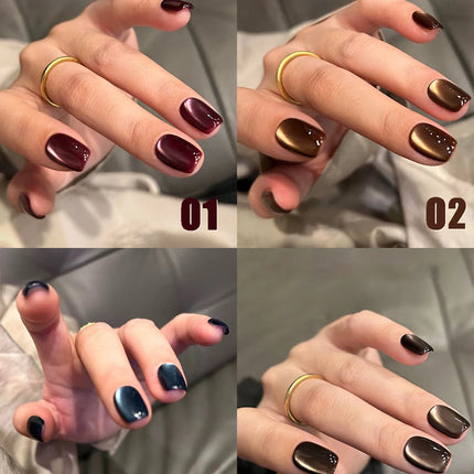 12ml 1-21pcs 2026 New Brown Gold Glass Bead Cat Eye Gel Nail Polish Black Red Magnet Cat Eye Gel Polish Gold Nails Nail Art