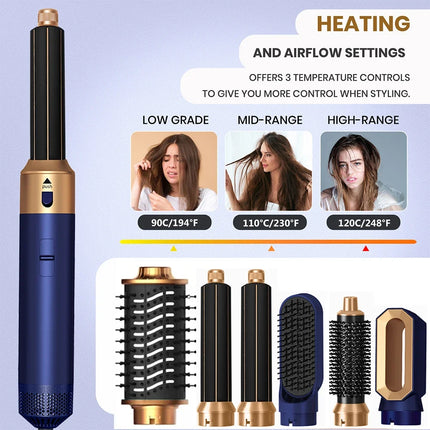 6 in 1 Hair Dryer Brush Hot Comb Set Professional Curling Iron Hair Straightener Styling Tool Negative ions Hair Dryer Household