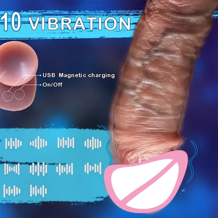 Thrusting Dildo Vibrator 10 Thrusting 10 Vibrating & Heating Modes Double Penetration Anal Plug Adult Sex Toys for Women Men