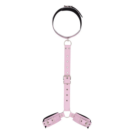 Neck to Wrist Restraints Kit Sexy Women BDSM Fetish Behind Back Handcuffs Collar Adjustable Bondage Set Couple SM Sex Game Tool
