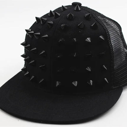 Men and Women's Rivet Flat Hat, Punk Rock, Hip Hop Stud Baseball Caps, Male, Female, Youth, Teenagers, Boys, Girls