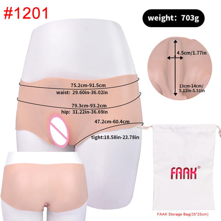 FAAK Silicone Crossdresser Thong Panty Camel Toe Hiding Gaff Shaping Brief Insertable Sexy Fake Pussy Vagina Underwear