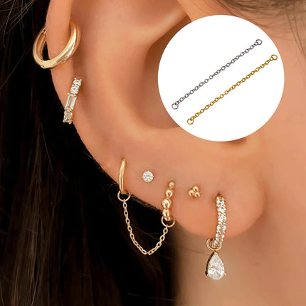 Right Grand TA1 Titanium Dangle Earring Connector Chain Charm for Labret Stud Helix Nose Hoop Clicker Earlobe Piercing Jewelry