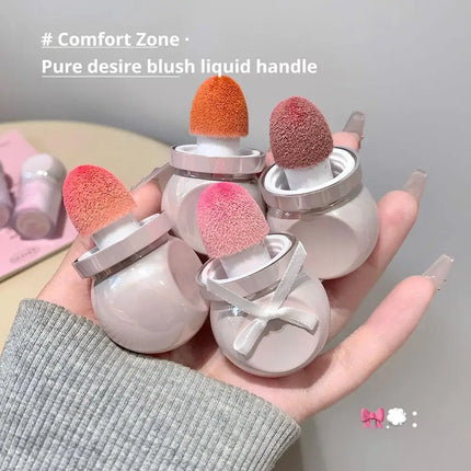 Liquid Blush Misty Lightweight Large Sponge Brush Head For Lips Cheeks Natural Korean Makeup Matte Long Lasting Low Saturation