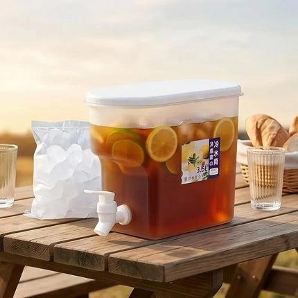 Beverage Dispenser with Spigot 3.5L Clear Plastic Pitcher for Fridge Cold Water Juice Lemonade Iced Tea Food Grade Container Jug