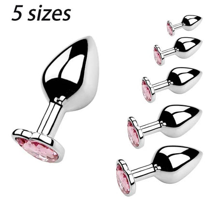 Anal Plug Heart 5 Sizes Stainless Steel Crystal Anal Plug Removable Butt Plug Stimulator Anal Sex Toys Prostate Massager Dildos