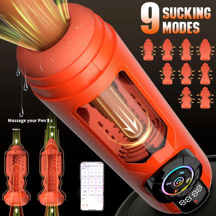 SENSIVO Heating Male Masturbator Penis Pump APP Control Vibrating Licking Thrusting Sex Machines Pocket Puss With LCD Display
