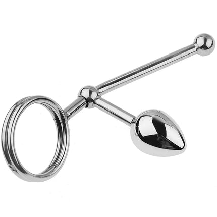 Removable Anal Butt Plug with Adjustable Penis Ring Metal Sexy Detachable Anal Plug Steel Single Double Ball Adult Toys for Men