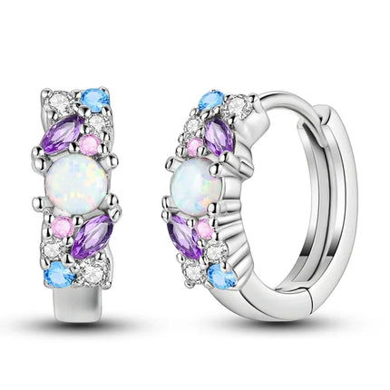 925 Sterling Silver Purple Series Feather Butterfly Dream Catcher Firefly Zircon Earrings for Women Luxury Jewelry Wedding Gift