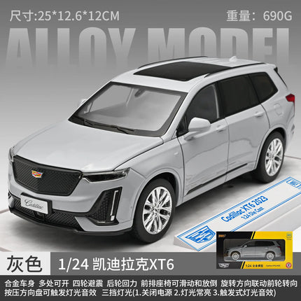 1:24 Cadillac XT6 Alloy Diecast Car Model, Pull Back with Light & Sound, 4S Store Display Ornament, Premium Gift for Boyfriend
