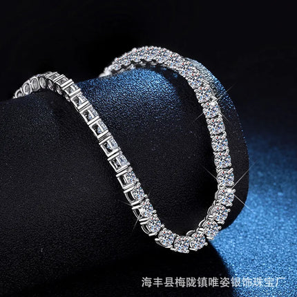 Bulk Hip-Hop Moissanite Tennis Necklace, PT950 Platinum, High-End Aesthetic for Men and Women, Luxury Jewelry