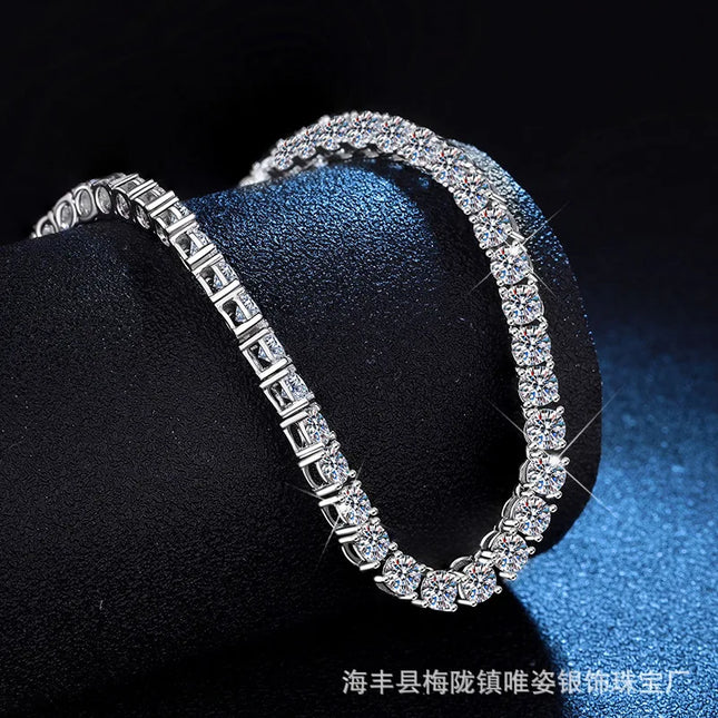 Bulk Hip-Hop Moissanite Tennis Necklace, PT950 Platinum, High-End Aesthetic for Men and Women, Luxury Jewelry