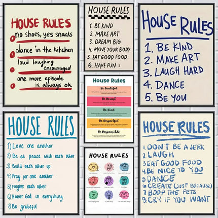house rules Poster Modern and Elegant Wall Stickers for Home Decor Living Room Dormitory Wall Art
