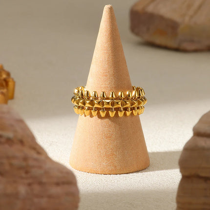 2025 Design Style Riveted Bullet Stainless Steel Rings For Women Punk Gold Color Creative Ring Broad Surface Finger Jewelry Gift