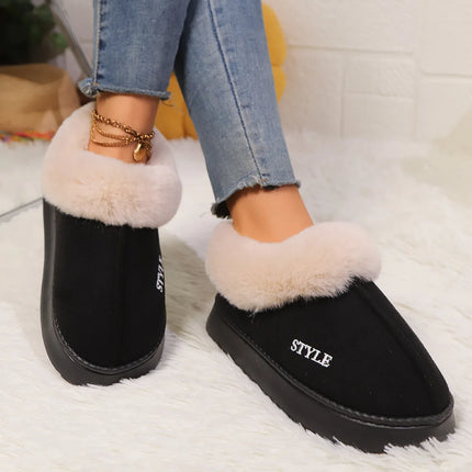 Women's Winter Fur Shoes Male Ankle Boots Platform Slippers Home Warm Fashion Outdoor Basis Thick Wool Wool Short Boots