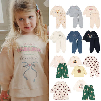 Children's Top and Bottoms Clothes Sweatshirts Pants Set 2025 New Autumn Winter Baby Boys Girls Shirts Princess Dress Clothings