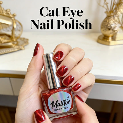 WA510 Lucky- 12ml No-bake Cat's Eye Water-based Nail Polish, Oderless, With a magnet, dry quickly No need UV lamp, easy to tear