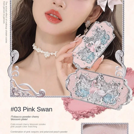 Flower Knows black Swan Ballet Eyeshadow Palette Matte Fine Shimmer Pearl Face Palette 6 Colour Glitter Eye Shadow