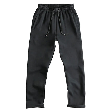 2025 Autumn New American Retro Solid Color Knitted Sweatpants Men's Simple Elastic Waist Drawstring Sport Casual Loose Pants