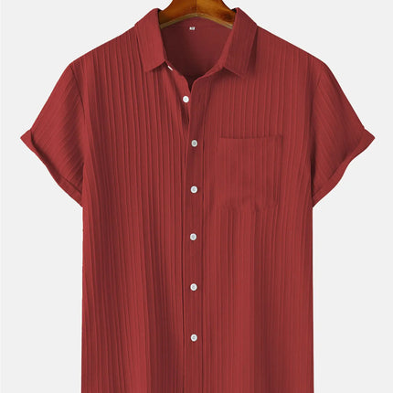 Men's  Comfortable Shirt Summer Beach Men's Shirt   Men's Short Sleeve Shirts  Solid Color Casual Short Sleeve Shirt