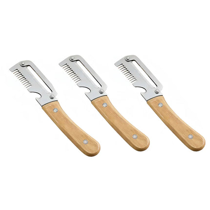 Multifunctional Paring Knife Stainless Steel Material Wooden Handle Fruit & Vegetable Knives 3-in-1 Fruit Potato Peeler 1/2/3PCS
