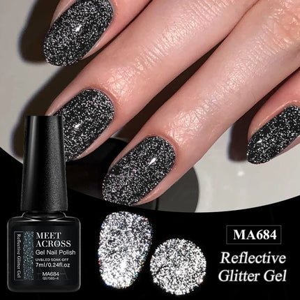 7Ml Reflective GlitterGel Nail Polish Bright Sparkling Silver Color Semi-permanent Soak Off Nail Art UV Varnish Nail Supplies