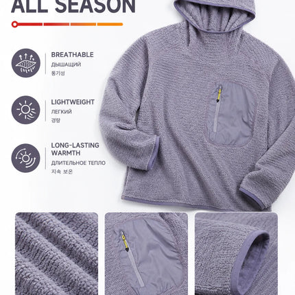 Unisex THERMOLITE® All Season Thermal Hoodie 190g Ultralight Breathable Fleece Mid Layer with Thumbholes & Zip Pocket