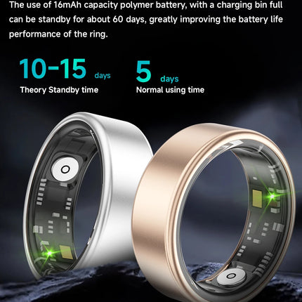 NEW Smart Ring Health Tracker Sleep Recording & Smart Sleep Analysis Blood Oxygen Monitor Heart Rate Tracker Activity Track Men