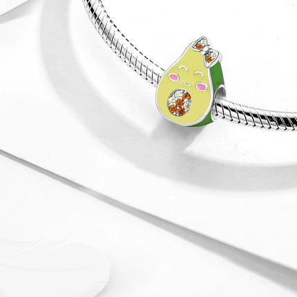 925 Sterling Silver Pink Cake Cherry Pineapple Strawberry Cherry Pendant Charm Ball Suitable for Bracelets DIY Women's Jewelry