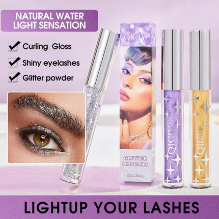 Diamond Mascara Shiny Galaxy Sequins Glitter Lash Mascara Eyelashes Waterproof Fast Dry Curling Thick Mascara Shimmer Makeup