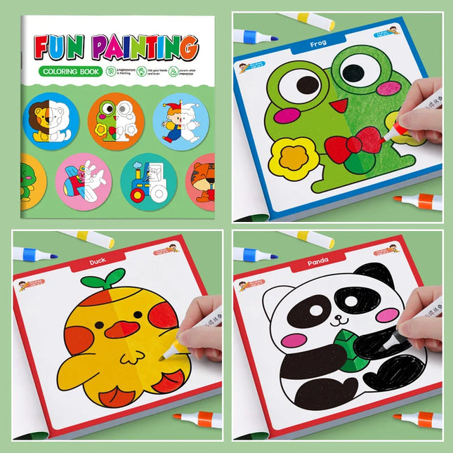 32 Pages Coloring Graffiti Drawing Book, Fun Symmetrical Drawing Book, Interesting Children's Half Coloring Book