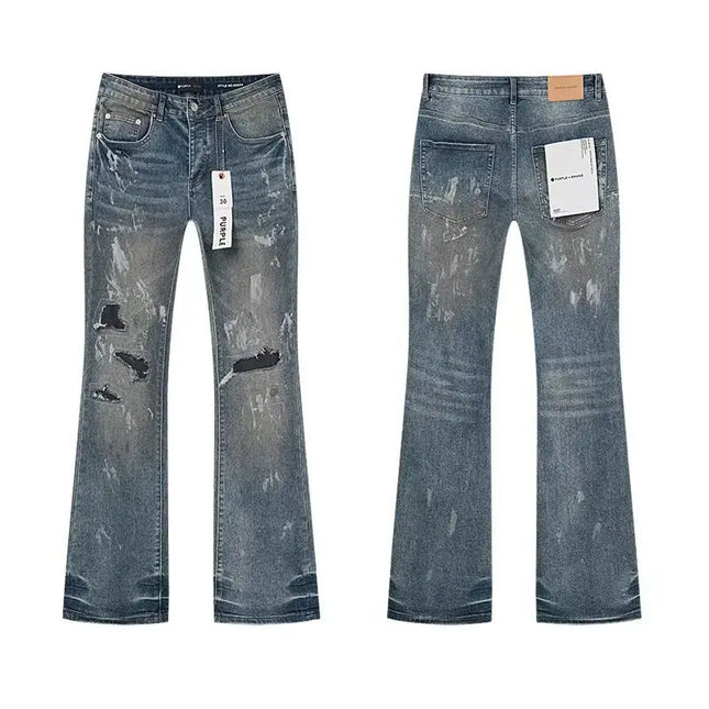 2026 RTA Men's Slim Fit Jeans Collection Distressed Ripped Paint Splatter Studded Patch Vintage Washed Streetwear Fashion Pants
