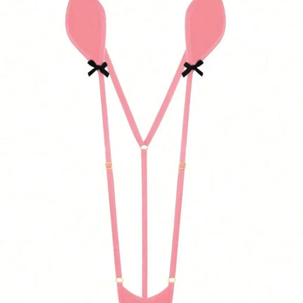 Mini-Bikini Sexy Lingerie,Suspenders Jumpsuit,Added An Adjustable Belt, Featuring Kawaii Bow-Knot,Erotic Swimsuit