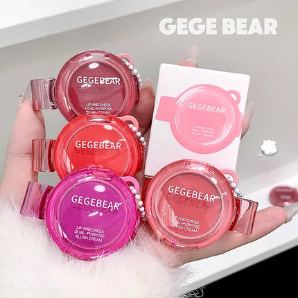 Gege Bear Natural Cream Blush Cheek Color Stick Dual Use Lip And Cheek Gift For Beauty And Health Makeup Fans